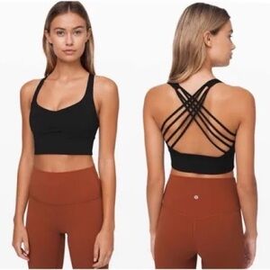 Lululemon Free to be Wild Longline Black Strappy Sports Bra